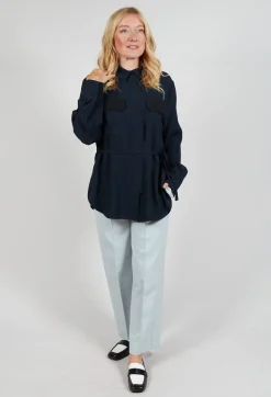 Beatrice B Shirts & Blouses^Satin B Shirt in Navy