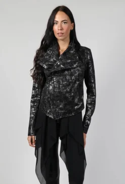 La Haine Jackets^Satin Coated Jacket in Black