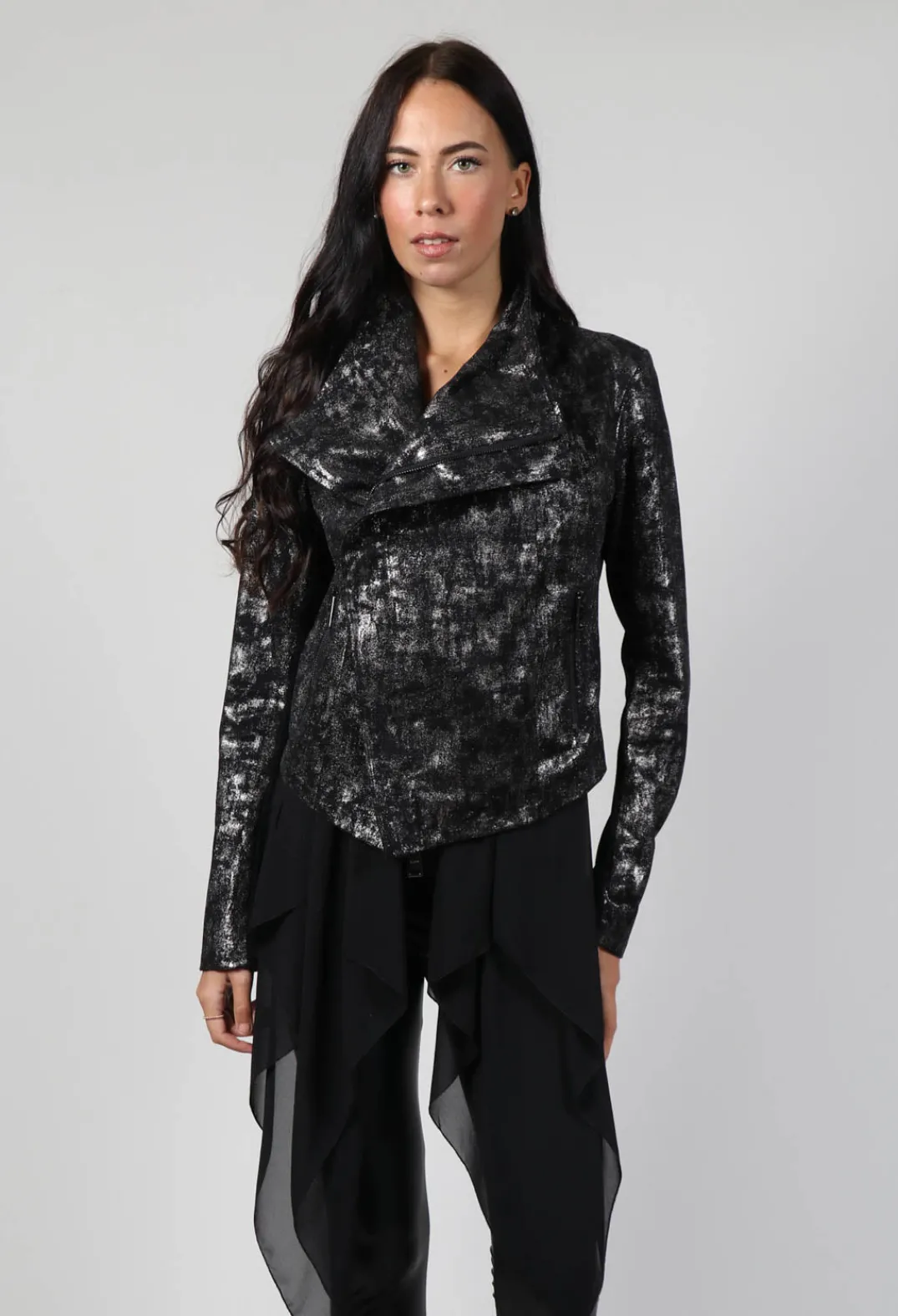 La Haine Jackets^Satin Coated Jacket in Black