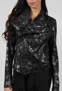 La Haine Jackets^Satin Coated Jacket in Black
