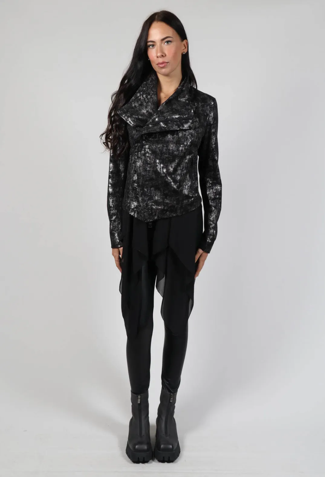 La Haine Jackets^Satin Coated Jacket in Black