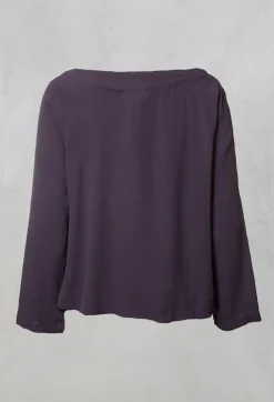 Out of Xile Jackets^Satin Front Jacket with Embroidery in Blueberry