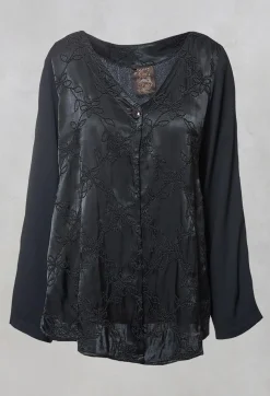 Out of Xile Jackets^Satin Front Jacket with Embroidery in Storm