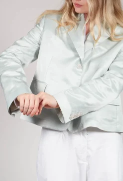 Malloni Jackets^Satin Jacket in Blue Baby
