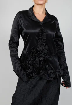 Rundholz Black Label Jackets^Satin Jacket with Ruffle Detail in Black