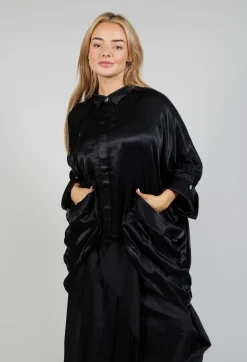 Bize Shirts & Blouses^Satin Shirt in Black