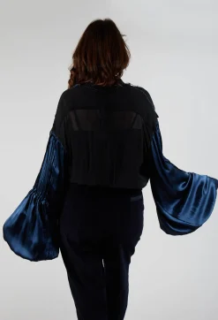 Umit Unal Shirts & Blouses^Satin Silk Blouse in Dark Navy