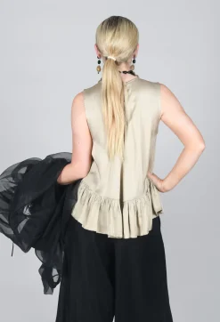 Les Filles d'Ailleurs Tops^Satin Vest Top in Gold