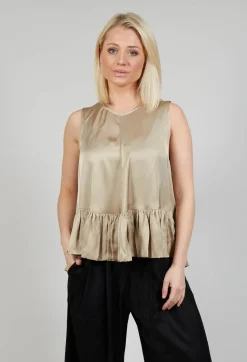 Les Filles d'Ailleurs Tops^Satin Vest Top in Gold