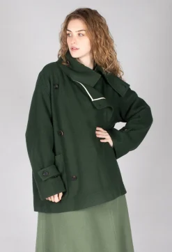 SOH Coats^Scarf Collar Coat in Military