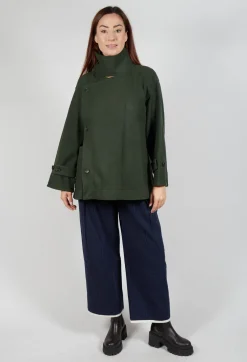 SOH Coats^Scarf Collar Coat in Military