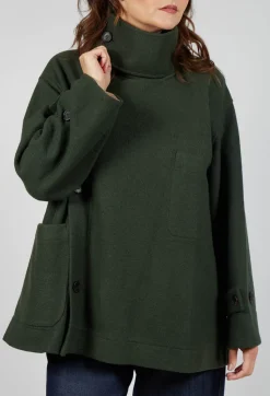 SOH Coats^Scarf Collar Coat in Military