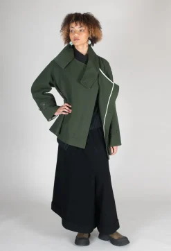 SOH Coats^Scarf Collar Coat in Military