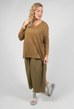 Album Di Famiglia Jumpers^Scollo V Jumper in Khaki