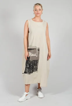 Moyuru Dresses^Scrible Detail Dress in Beige