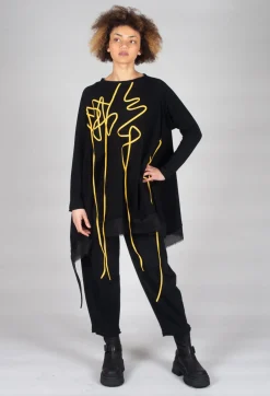 Bread and Butter Tops^Scrible Print Tunic in Yellow and Black
