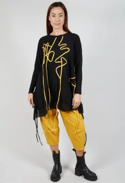Bread and Butter Tops^Scrible Print Tunic in Yellow and Black