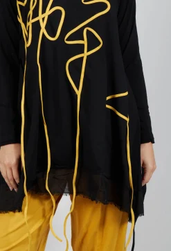 Bread and Butter Tops^Scrible Print Tunic in Yellow and Black