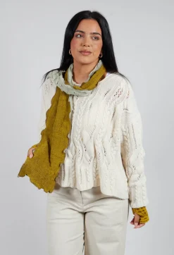 Butapana Scarves^Sea Wool Scarf in Mustard Greige