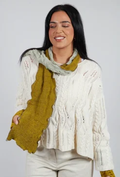 Butapana Scarves^Sea Wool Scarf in Mustard Greige