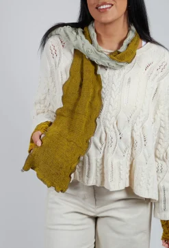 Butapana Scarves^Sea Wool Scarf in Mustard Greige