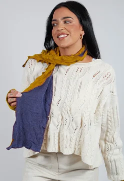 Butapana Scarves^Sea Wool Scarf in Periwinkle Mustard