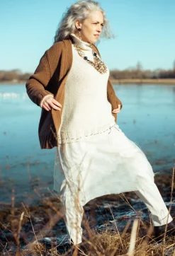 Un-namable Jumpers^Seamed Sweater with Gauze in Cream