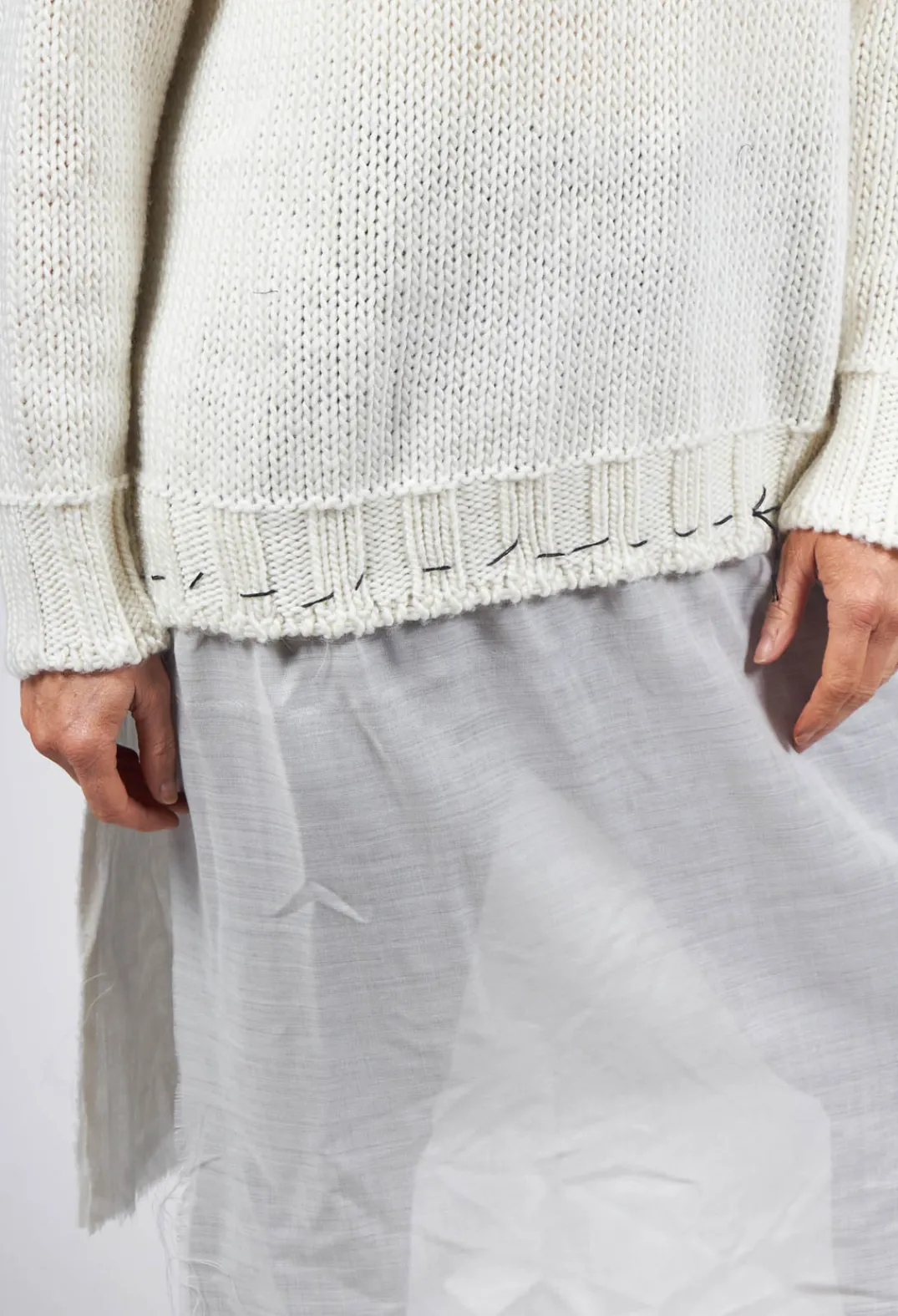 Un-namable Jumpers^Seamed Sweater with Gauze in Cream