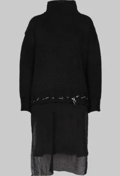 Un-namable Jumpers^Seamed Sweater with Gauze in Black
