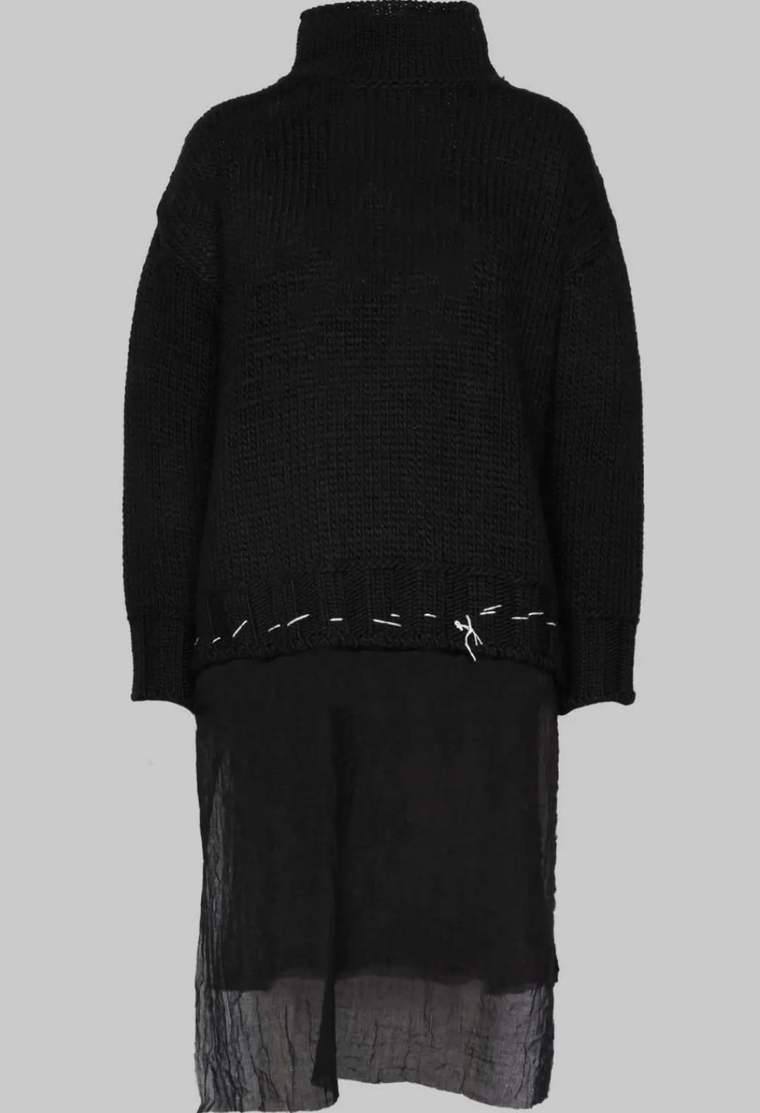 Un-namable Jumpers^Seamed Sweater with Gauze in Black