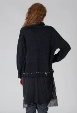 Un-namable Jumpers^Seamed Sweater with Gauze in Black