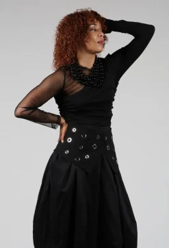 Ixos Tops^Semi Sheer Jersey Top in Black