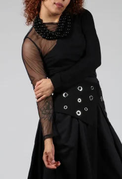 Ixos Tops^Semi Sheer Jersey Top in Black