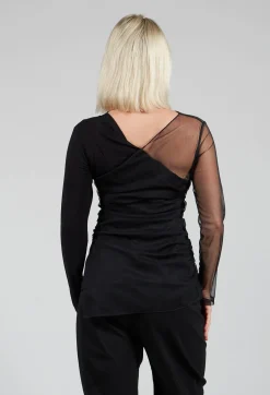 Ixos Tops^Semi Sheer Jersey Top in Black