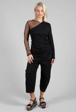 Ixos Tops^Semi Sheer Jersey Top in Black