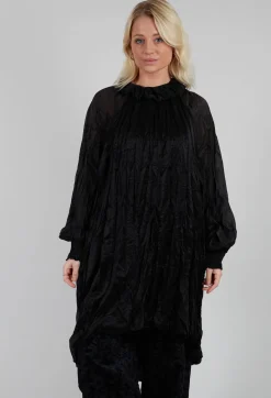 Amici Dresses^Semi Sheer Shirt Dress in Black