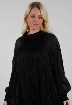 Amici Dresses^Semi Sheer Shirt Dress in Black