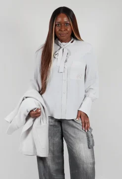Beatrice B Shirts & Blouses^Semi-Sheer Blouse in Light Grey
