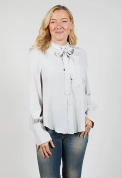 Beatrice B Shirts & Blouses^Semi-Sheer Blouse in Light Grey