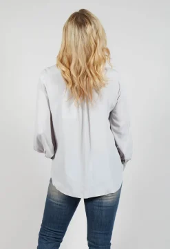 Beatrice B Shirts & Blouses^Semi-Sheer Blouse in Light Grey