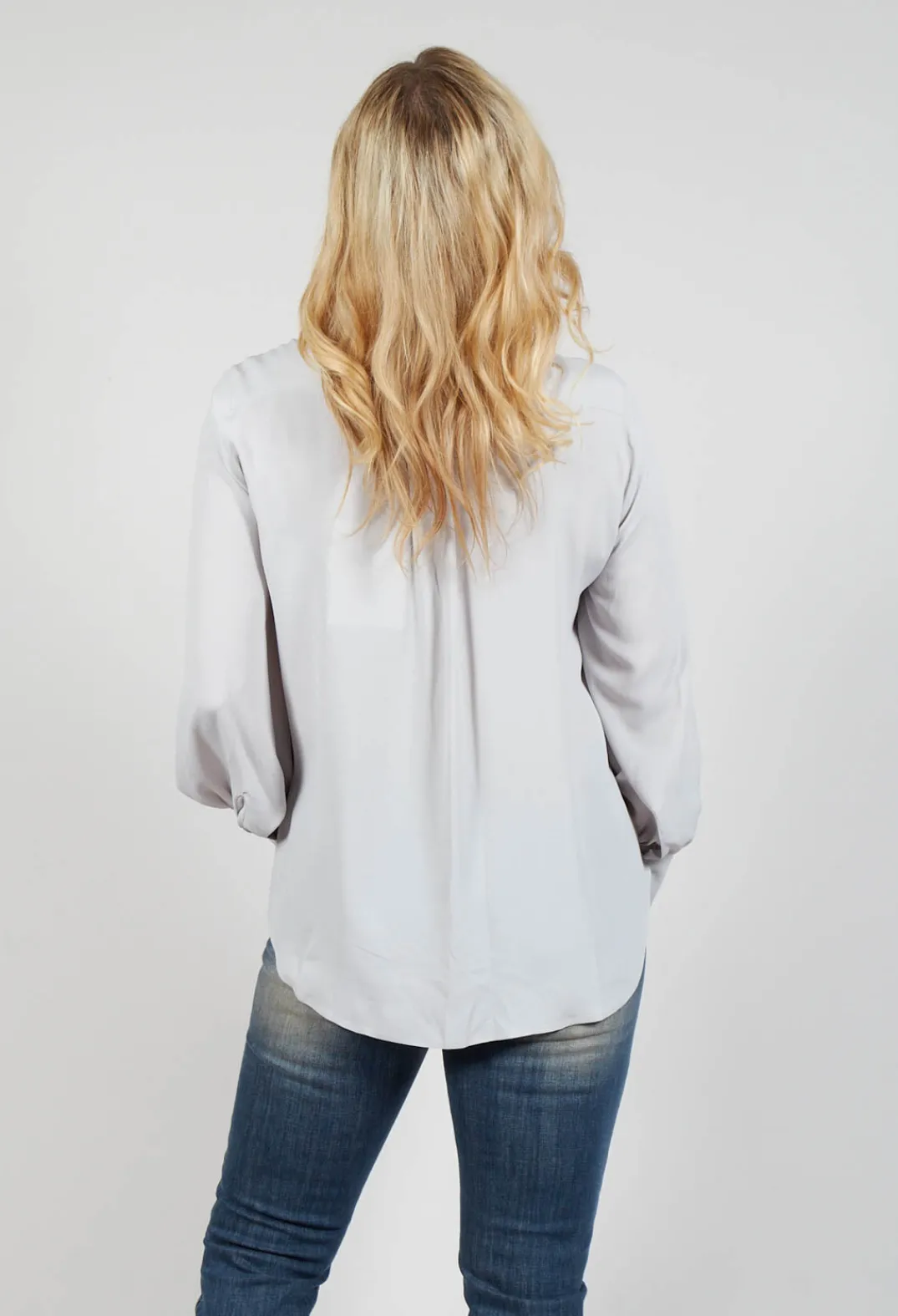 Beatrice B Shirts & Blouses^Semi-Sheer Blouse in Light Grey