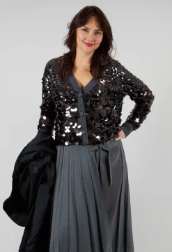 Sfizio Cardigans^Sequin Cardigan in Dark Grey