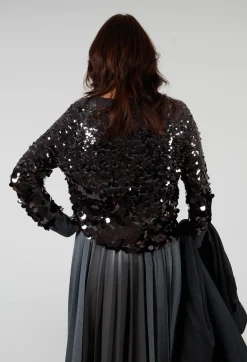 Sfizio Cardigans^Sequin Cardigan in Dark Grey