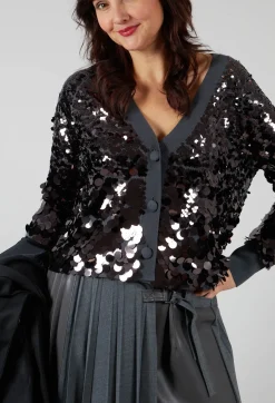 Sfizio Cardigans^Sequin Cardigan in Dark Grey