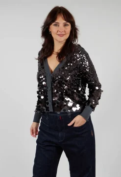 Sfizio Cardigans^Sequin Cardigan in Dark Grey