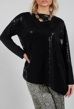 Xenia Design Co-ords & Suits^Sequin Top Shirt Utek in Black