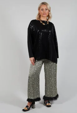 Xenia Design Co-ords & Suits^Sequin Top Shirt Utek in Black