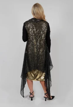La Haine Cardigans^Sequin Waterfall Cardigan in Black
