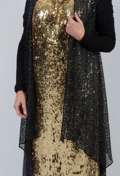 La Haine Cardigans^Sequin Waterfall Cardigan in Black