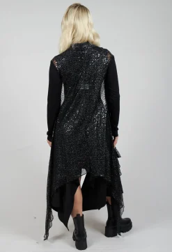 La Haine Cardigans^Sequin Waterfall Cardigan in Black